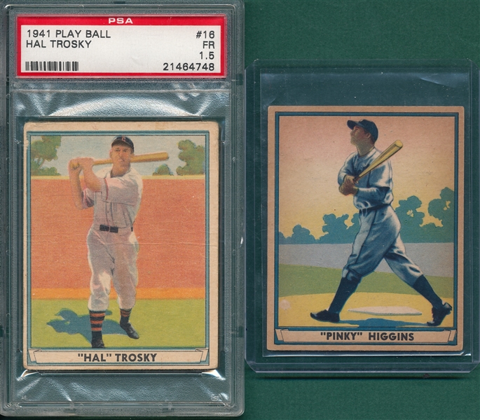 1941 Play Ball #35 Higgins & #16 Trosky, Lot of (2) PSA