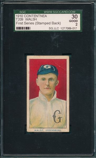 1910 T209 Color Walsh Contentnea Cigarettes SGC 30