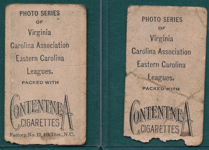 1910 T209 Coutts & Walker, Lot of (2), Contentnea Cigarettes *Photo Series*