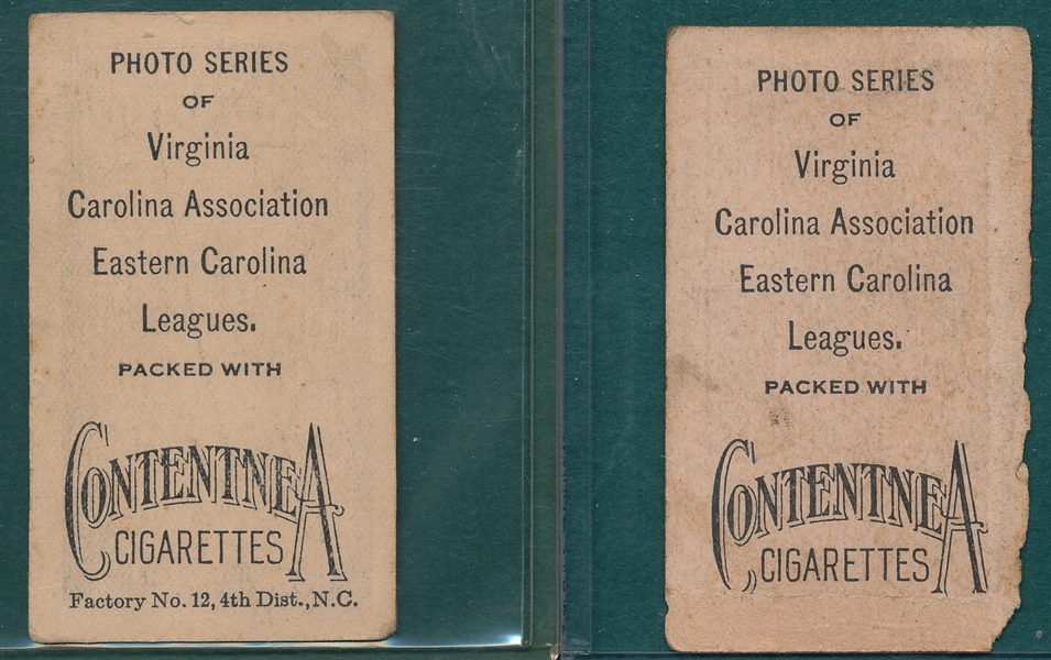 1910 T209 McFarland & Simmons, Lot of (2), Contentnea Cigarettes *Photo Series*