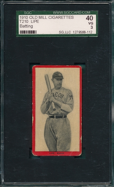 1910 T210-1 Lipe, Batting, Old Mill Cigarettes SGC 40