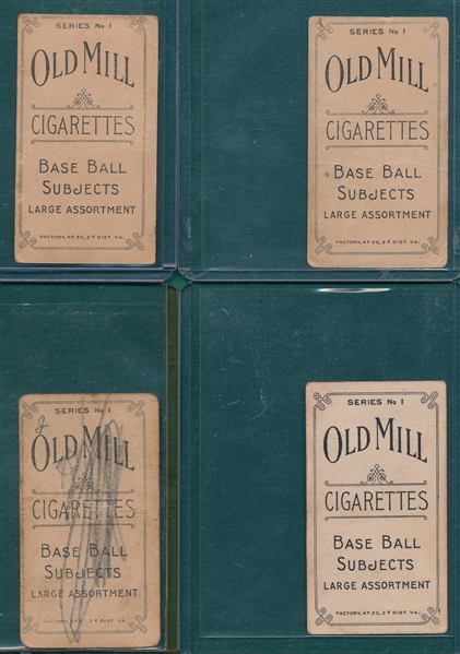 1910 T210-1 Lot of (4) Old Mill Cigarettes W/ Hartley