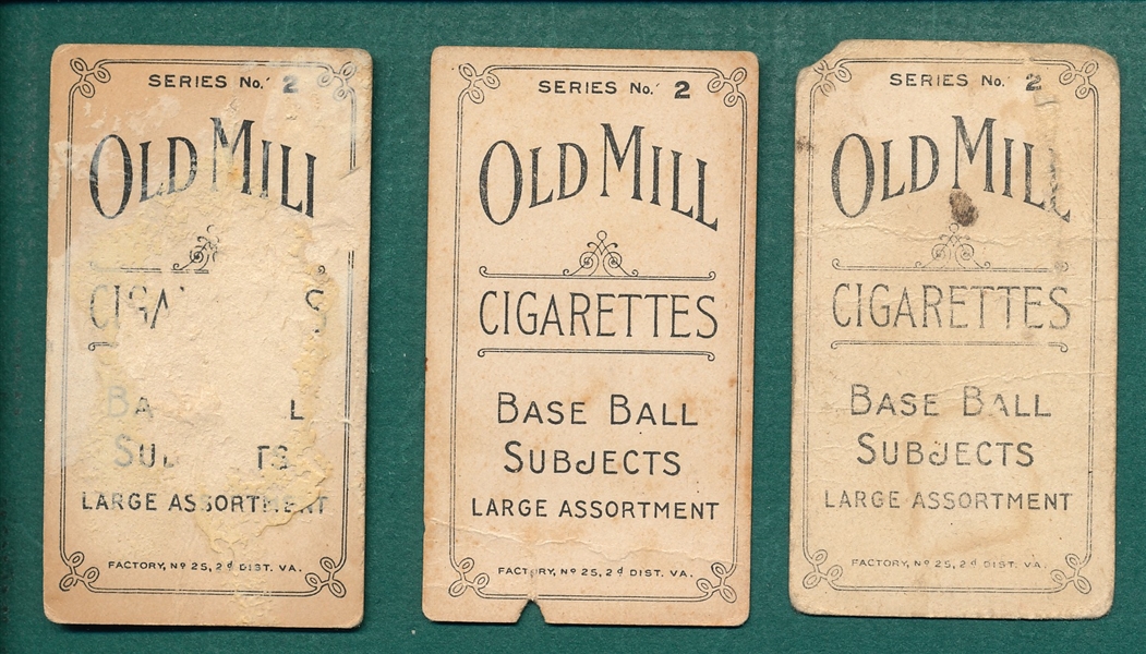 1910 T210-2 Lot of (3) Old Mill Cigarettes W/ Toner