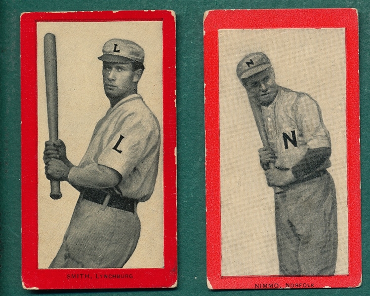 1910 T210-2 Nimmo & Arthur Smith, Batting, Portsmouth, Lot of (2) Old Mill Cigarettes 