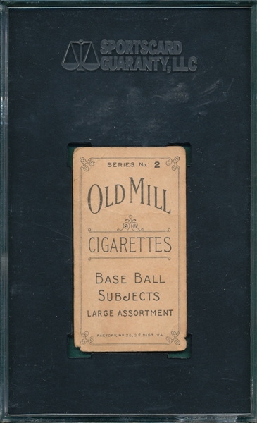 1910 T210-2 Smith, Lynchburg, Batting, Old Mill Cigarettes SGC 10