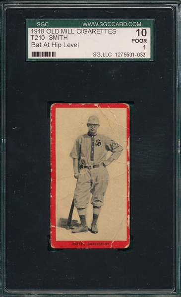 1910 T210-3 Smith, Bat at Hip, Old Mill Cigarettes SGC 10