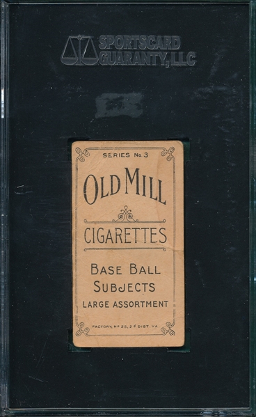 1910 T210-3 Smith, Bat at Hip, Old Mill Cigarettes SGC 10