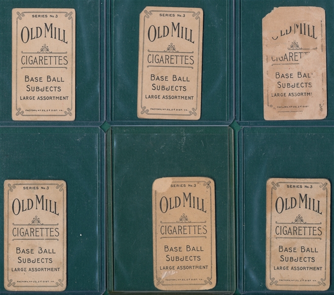 1910 T210-3 Lot of (6) Old Mill Cigarettes W/ Powell