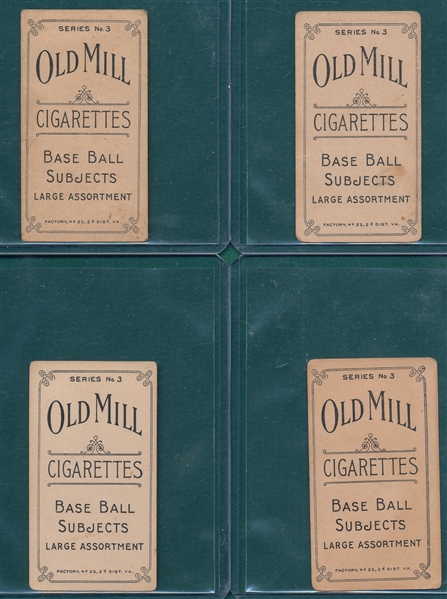 1910 T210-3 Lot of (4) Old Mill Cigarettes W/ Weber