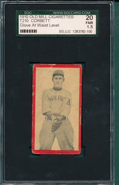 1910 T210-5 Corbett, Glove At Waist, Old Mill Cigarettes SGC 20