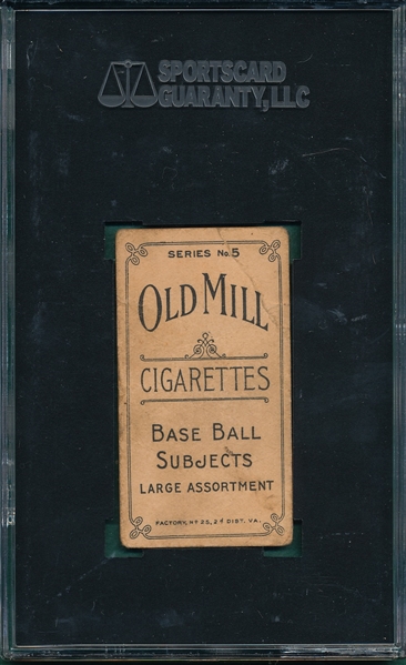 1910 T210-5 Corbett, Glove At Waist, Old Mill Cigarettes SGC 20