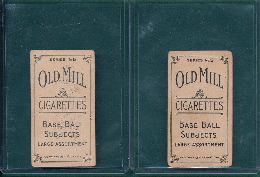 1910 T210-5 Harris & Hartley, Lot of (2) Old Mill Cigarettes 