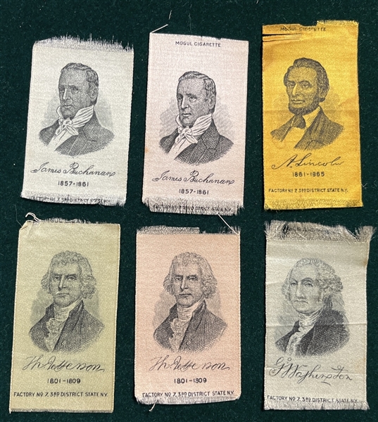 1910 S77 Mogul Cigarettes Silks U.S. Presidents, Lot of (13) W/ Lincoln & Washington