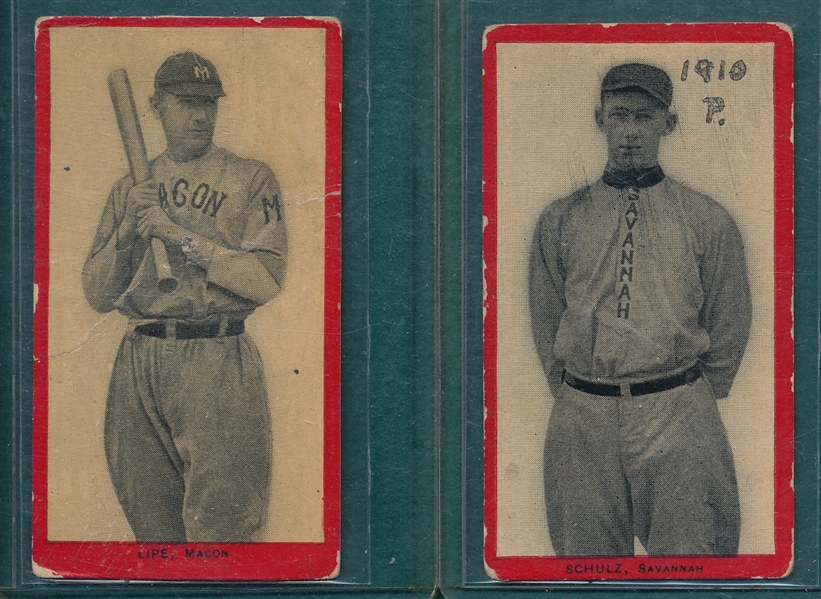 1910 T210-1 Schultz & Lipe, batting, Lot of (2) Old Mill Cigarettes