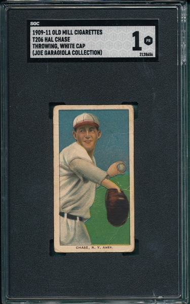 1909-1911 T206 Chase, White Cap, Old Mill Cigarettes SGC 1