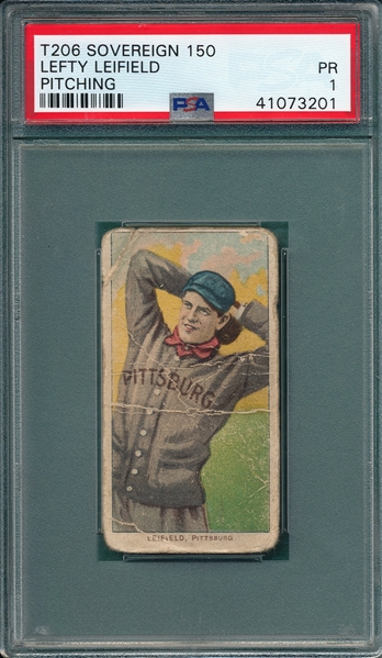 1909-1911 T206 Leifeld, Pitching, Sovereign Cigarettes PSA 1