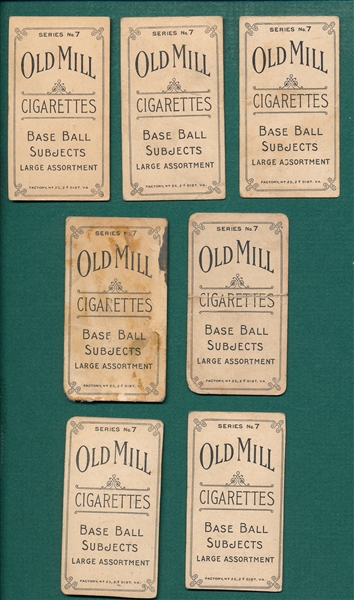 1910 T210-7 Lot of (7) Old Mill Cigarettes W/ Steinbach