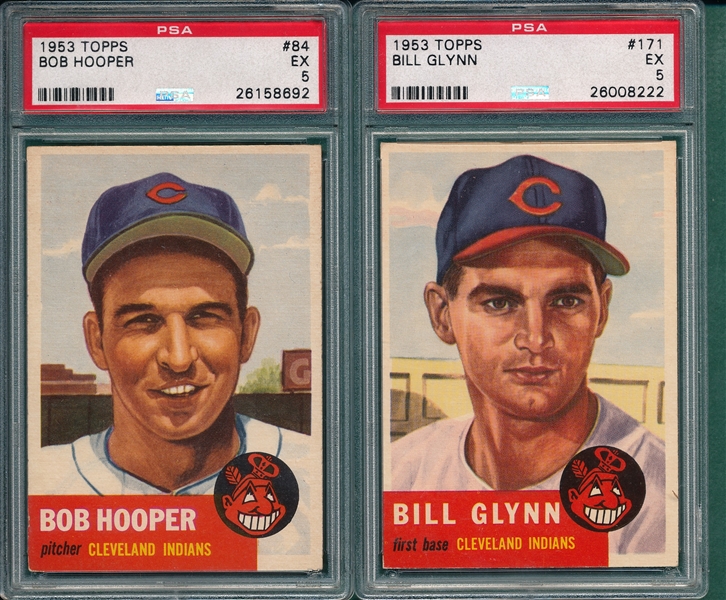 1953 Topps #171 Glynn & #84 Hooper, Lot of (2) PSA 5