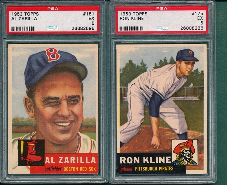 1953 Topps #175 Kline & #181 Zarilla, Lot of (2) PSA 5