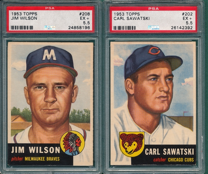 1953 Topps #202 Sawatski & #208 Wilson, Lot of (2) PSA 5.5