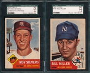 1953 Topps #100 Miller & #67 Sievers, Lot of (2) SGC 70