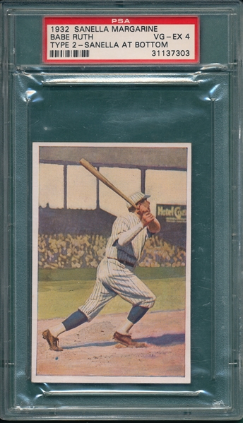 1932 Sanella Babe Ruth, Type 2, PSA 4