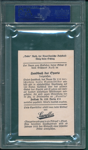 1932 Sanella Babe Ruth, Type 2, PSA 4