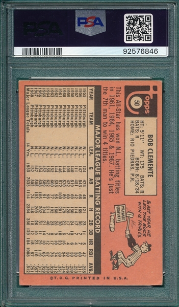 1969 Topps #50 Bob Clemente PSA 3