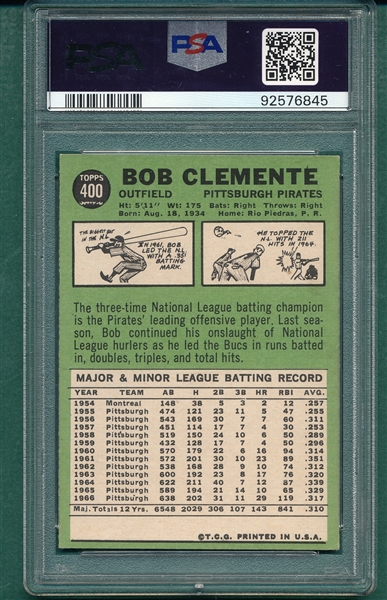 1967 Topps #400 Bob Clemente PSA 5