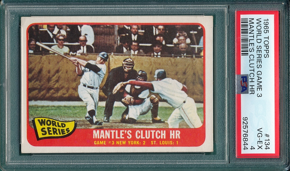 1965 Topps #134 WS Game #3 W/ Mantle PSA 4