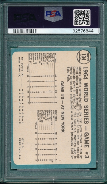 1965 Topps #134 WS Game #3 W/ Mantle PSA 4