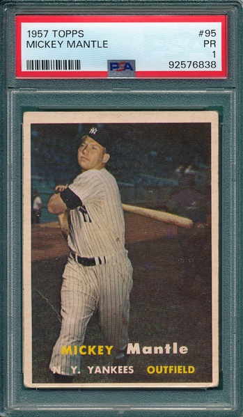 1957 Topps #95 Mickey Mantle PSA 1