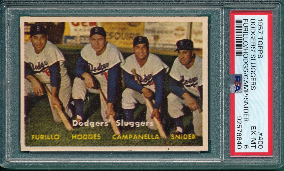 1957 Topps #400 Dodgers Sluggers W/ Snider & Campanella, PSA 6