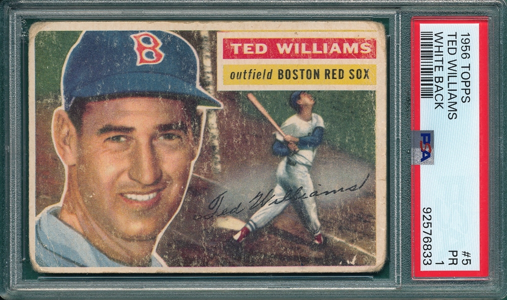 1956 Topps #5 Ted Williams PSA 1 *White*