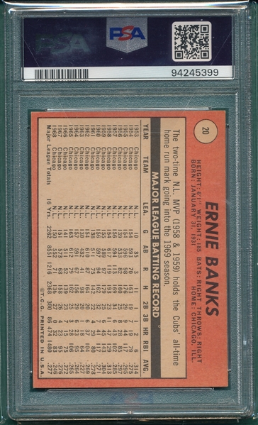 1969 Topps #20 Ernie Banks PSA 6