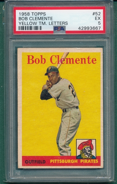 1958 Topps Bob Clemente PSA 5 *Yellow Team*