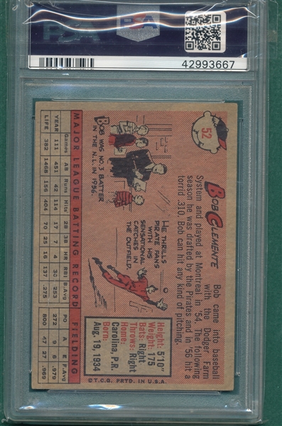 1958 Topps Bob Clemente PSA 5 *Yellow Team*