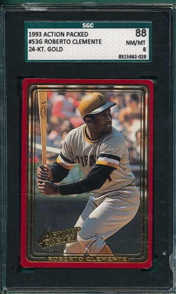 1993 Action Packed #53G Roberto Clemente SGC 88 *24-KT Gold*