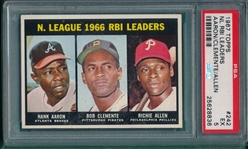 1967 Topps #242 NL RBI Leaders W/ Aaron, Clemente PSA 5