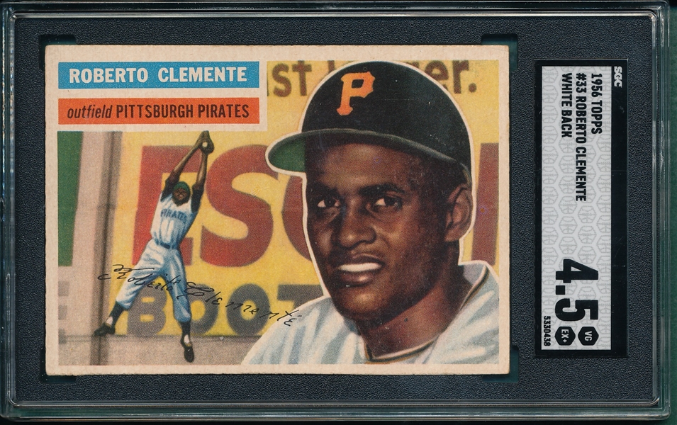 1956 Topps #33 Roberto Clemente SGC 4.5 *White*