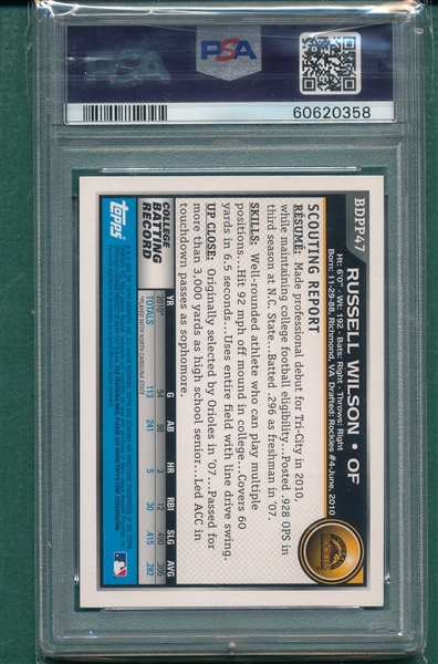 2010 Bowman Draft #BDPP47 Russell Wilson, Rookie, PSA 10 *GEM MINT*