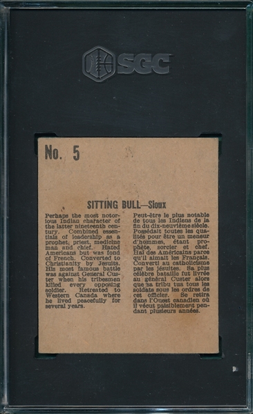 1930's #5 Sitting Bull, Canadian Gum SGC 4