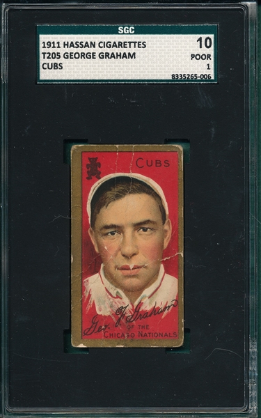 1911 T205 Graham, Cubs, Hassan Cigarettes SGC 10 *SP*