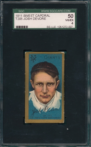 1911 T205 Devore Sweet Caporal Cigarettes SGC 50