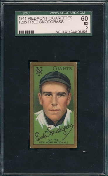 1911 T205 Snodgrass Piedmont Cigarettes SGC 60