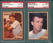 1962 Topps #411 OConnell & #501 Osteen, Lot of (2), PSA 8