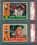 1960 Topps #195 McDaniel & #291 Keegan, Lot of (2), PSA 8