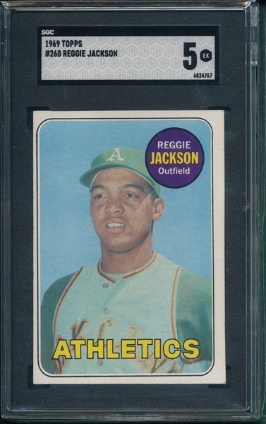 1969 Topps #260 Reggie Jackson SGC 5 *Rookie*