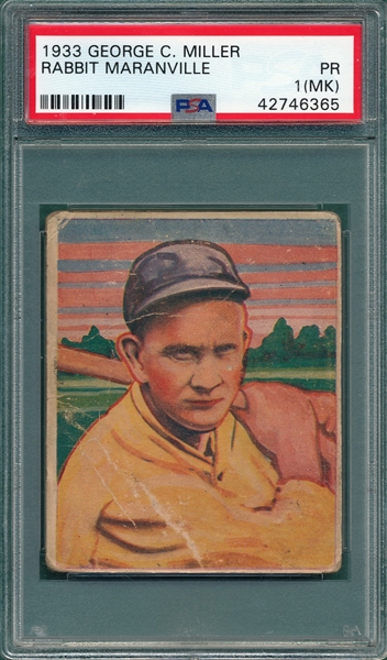 1933 George C. Miller Maranville PSA 1 (MK)