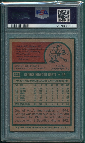 1975 Topps #228 George Brett PSA 7 *Rookie*